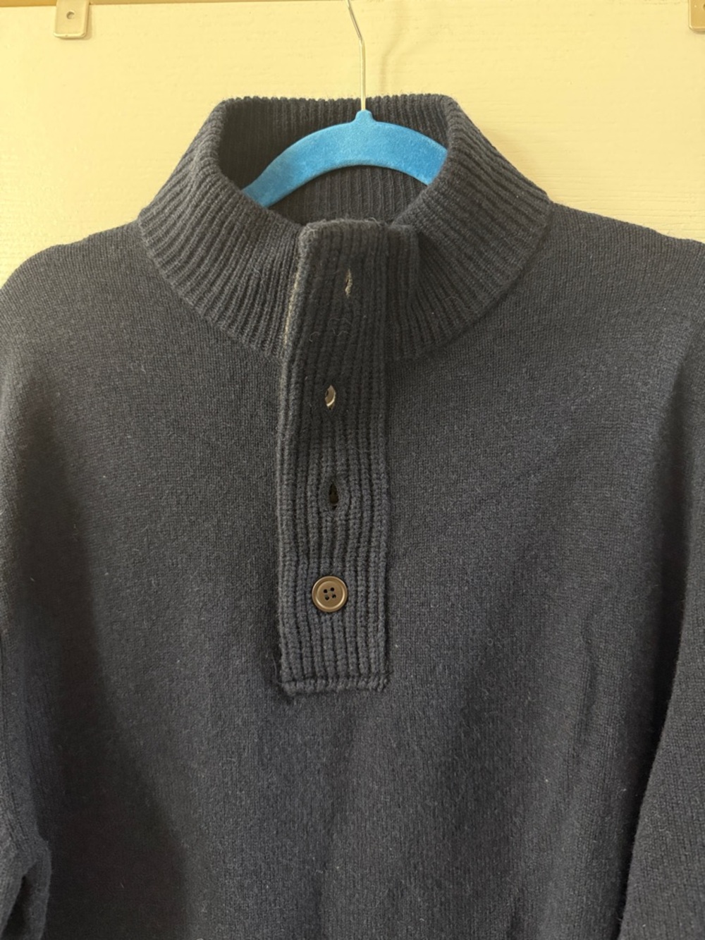 Barbour Men's Navy Zip-Button Funnel Neck Sweater - Picture 2 of 6